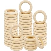 50 PCS Unfinished Wooden Rings for Crafts, Natural Wood Rings for DIY Without Paint, Wooden Rings for Macrame, Jewelry Making 55mm/2.2inch