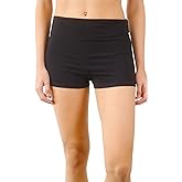 Pure Look Women’s Fold Over Waist Stretch Cotton Active Yoga Shorts