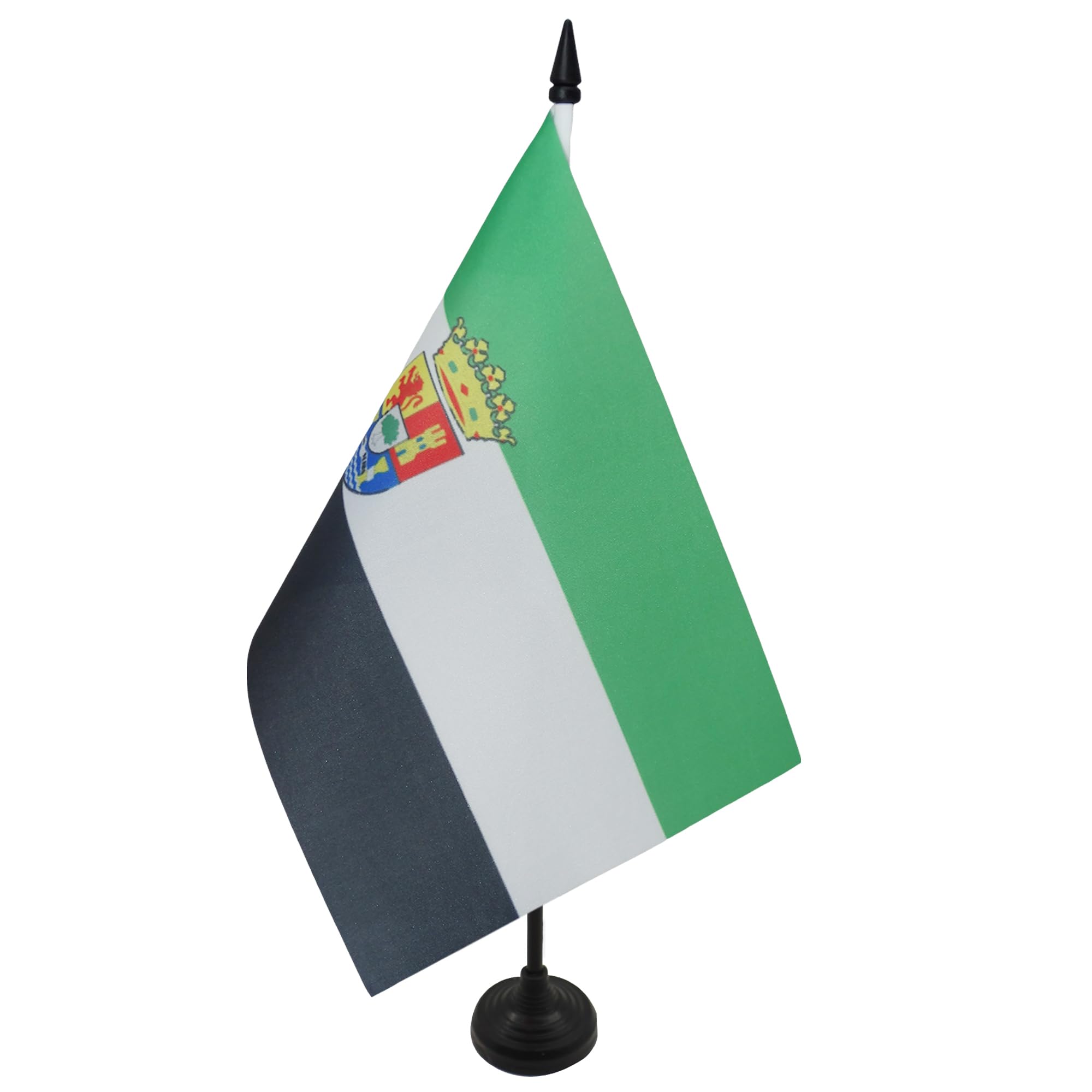 AZ FLAG Estremadura Table Flag 5'' x 8'' - Spanish region of Extremadura Office Decoration 100% Polyester 21 x 14 cm - Mini Desk Flag with Pole and Black Plastic Base — image 1