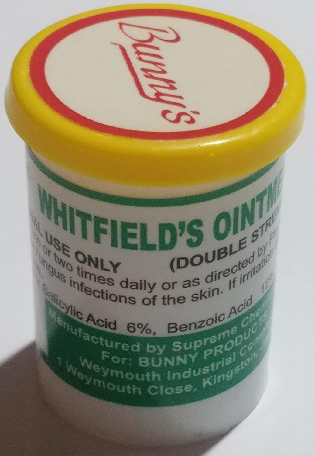 Bunny's Jamaican Whitfield's Ointment 28g, Double Strength, Treatment for Fungus Infection of The Skin, White, 0.98 Ounce (Pack of 1)