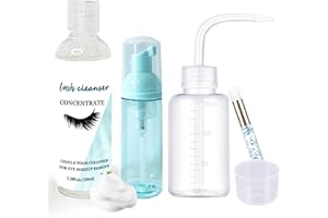 AREMOD Lash Shampoo Concentrate 100ml Eyelash Extension Cleanser Foaming Kits with Rinse Bottle,Lash Brush for Home Salon Ext