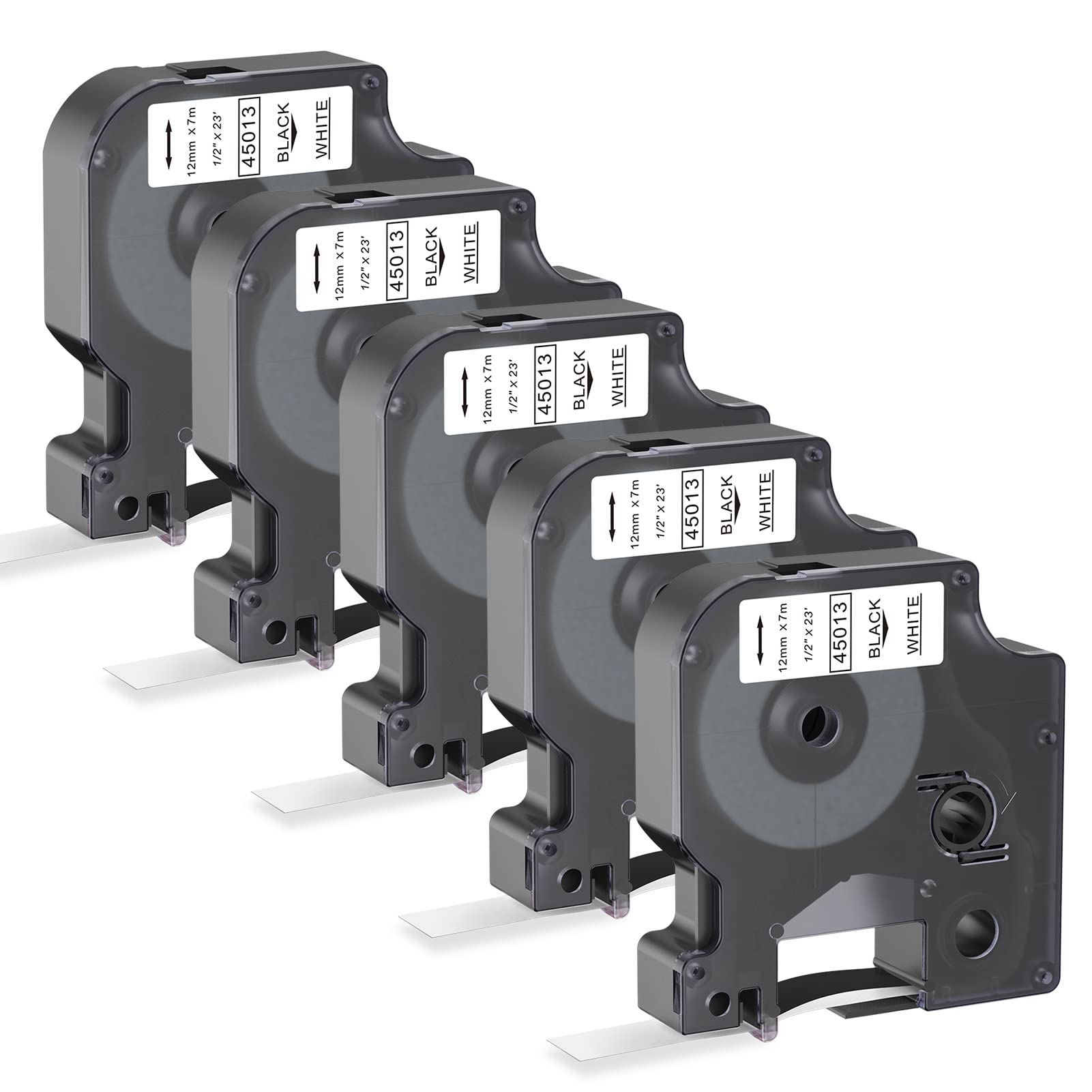 5 X Tape Refills Compatible with Dymo D1 Label Tape, Replacement for Dymo Label Printer Tape 12mm 45013 S0720530 for Label Manager 160 280