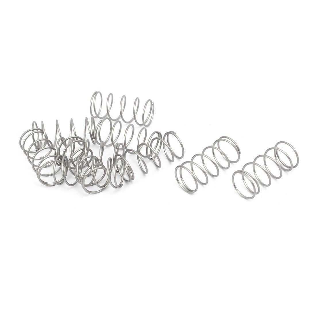 sourcingmap 0.8mmx12mmx25mm 304 Stainless Steel Compression Springs Silver Tone 10pcs