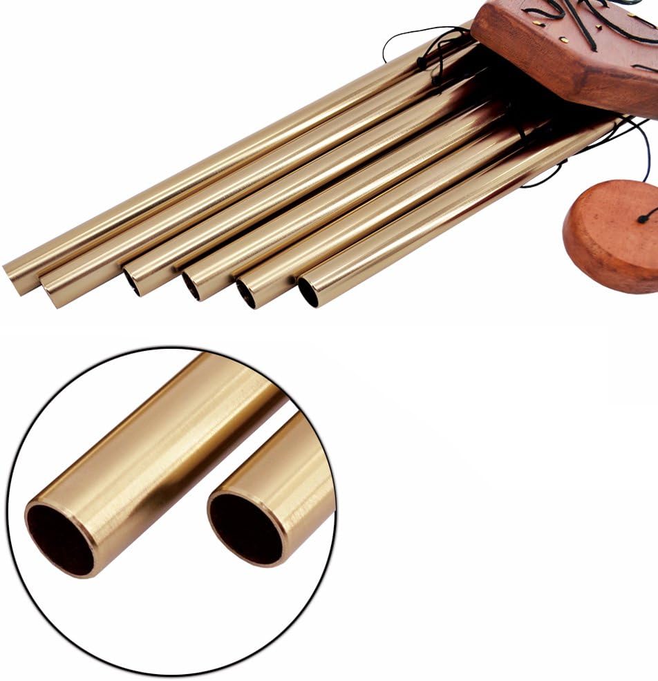 BLESSEDLAND Premium Wind Chimes-6 Hollow Aluminum Tubes, 31" Wind Chime for Garden, Yard, Patio and Home Decoration. (Brown) : Garden & Outdoor