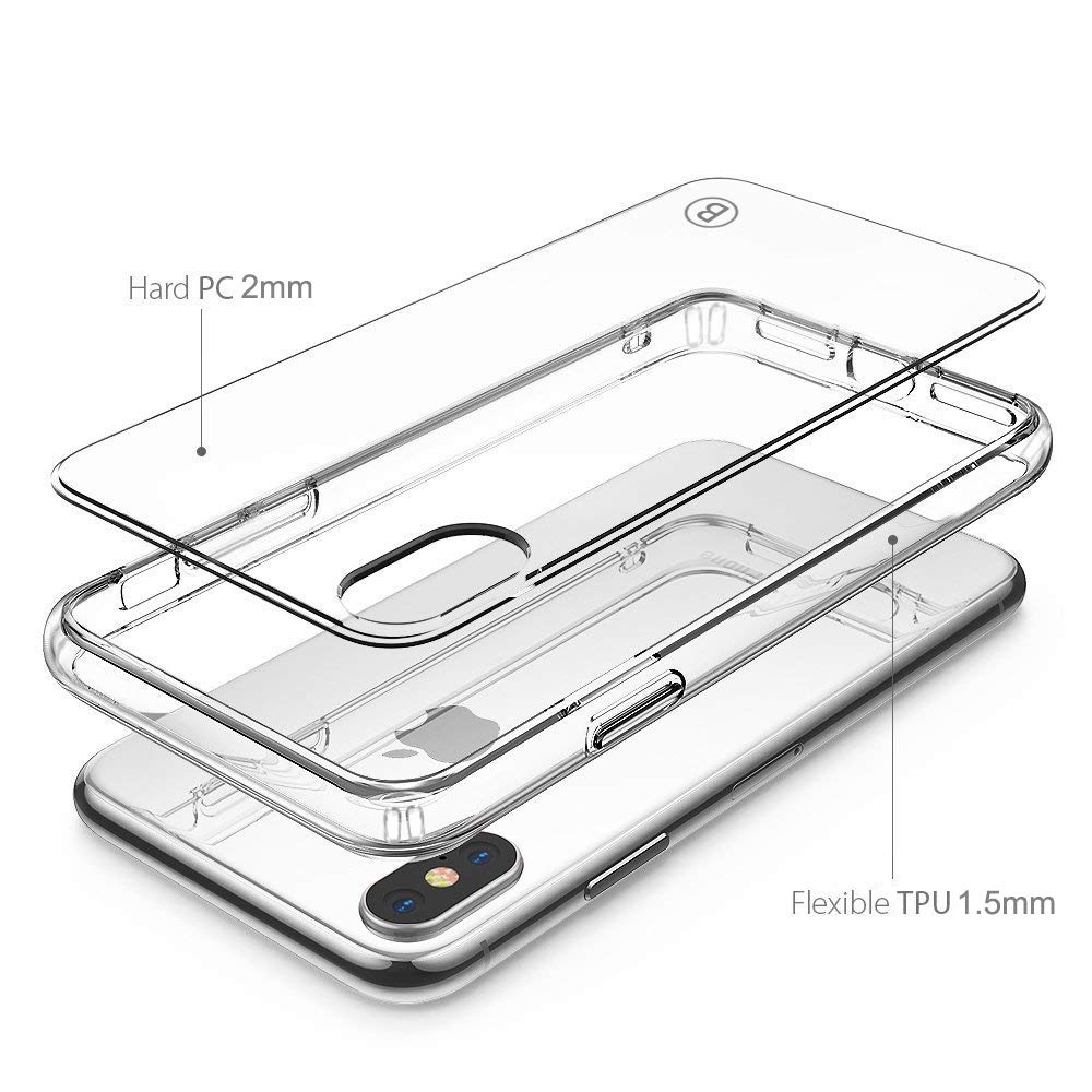 iPhone Xs Max Case,PC TPU Hybrid 2 in 1 Protective Case for iPhone Xs Max, Transparent iPhone case, Anti-Scratch Hard Back,iPhone 6.5\