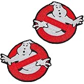 2 Pieces Compatible with Ghostbusters Halloween Embroidered Iron on Sew on Funny Patches NO Ghost Anti Ghost Team Logo Applique Emblem for Costume Cosplay Uniform Kids Men Holiday Gift