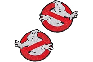 2 Pieces Compatible with Ghostbusters Halloween Embroidered iron on Sew on Funny Patches NO Ghost Anti-Ghost Team Logo Appliq
