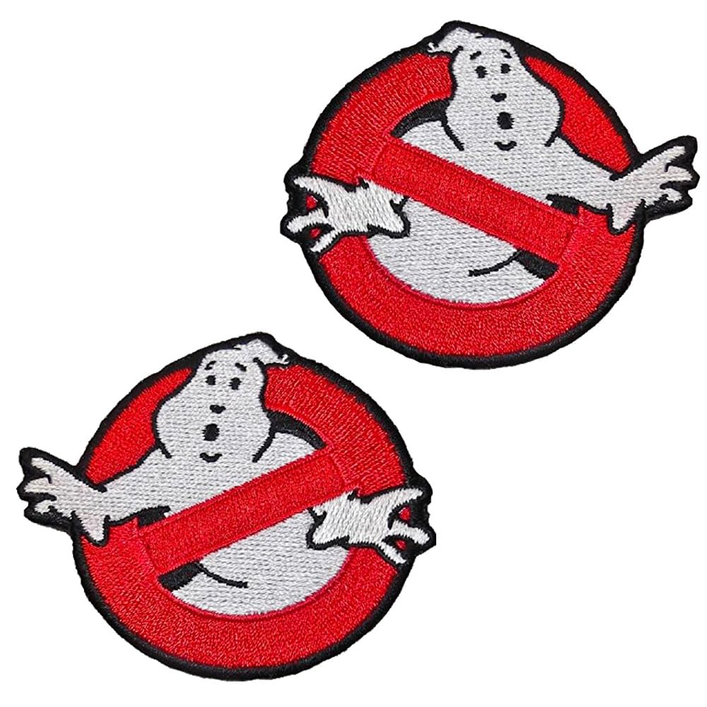 Photo 1 of 2 Pieces Compatible with Ghostbusters Halloween Embroidered Iron on Sew on Funny Patches NO Ghost Anti Ghostbusters Team Logo Applique Emblem for Costume Cosplay Uniform Kids Men Holiday Gift