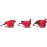 RAZ Imports Set of 3 Cardinal Clip on Christmas Tree Ornament 4 Inch Long Red Bird Decoration