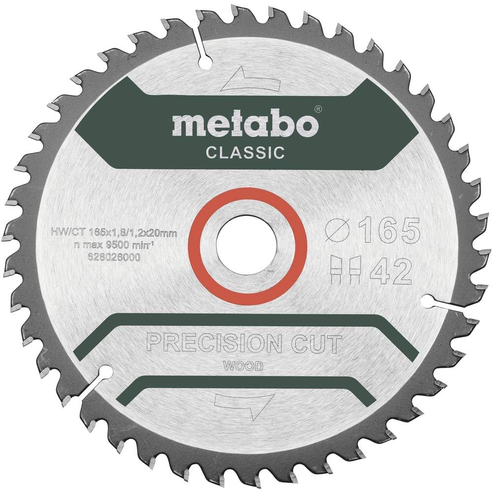 Metabo 628026000 Precision Cut Wood Classic Saw Blade 165 x 1.8/1.2 x 20 Teeth 42 WZ 5°