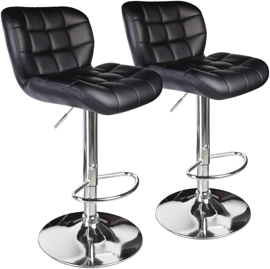 Leopard Deluxe Pitstop Adjustable bar stools,Set of 2 (Black)