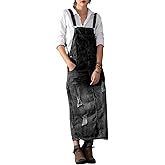Yoeasy Women's Distressed Denim Overall Dress - Adjustable Strap Pinafore A-Line Mid Long Jean Bib
