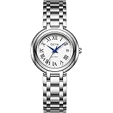 Redhai Luxury Women's Fashion Watch Silver Elegant Stainless Steel Watches for Women with Minimalist Design Waterproof Ladies Watch