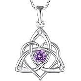 STARCHENIE Celtic Knot Necklace for Women 925 Sterling Silver Trinity Love Knot Pendant Birthstones Jewelry