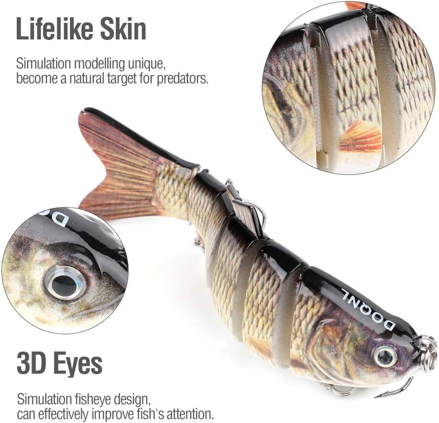 HXC Fishing Lures 3D Fishing Baits Multi-Jointed Fishing Lure Pike Lures Set Sinking Bionic Swimbait Sea Fishing Tackle Roach Lure Life-Like Artificial Baits (6 Segments 3PCS) : Sports & Outdoors