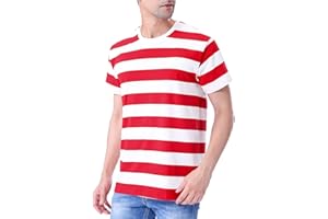 Funny World Men's Cotton Striped T-Shirt Crew Neck Short Sleeves Basic Casual Top
