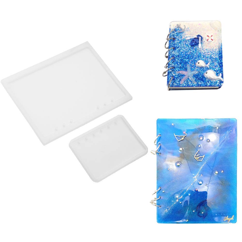 2-Piece A5 A7 Crystal Notepad Cover Resin Molds, DIY Epoxy Casting Silicone Moulds for Birthday Gifts, Home Decoration