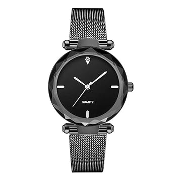 Vutsoiu Women Fashion Elegant Round Quartz Analog Wristwatch with Steel Mesh Strap