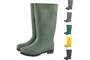 Women’s Waterproof Wide Calf Rain Boots - Lightweight Anti-Slip Yellow Rubber Boots for Gardening, Farming & Muddy Outdoor Wo