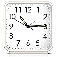 LOFICOPER Analog Alarm Clock for Bedroom, 3'' No Ticking Analog Alarm Clock, Battery Operated Clock with Night Light, Snooze, Ascending Beep Sounds, White