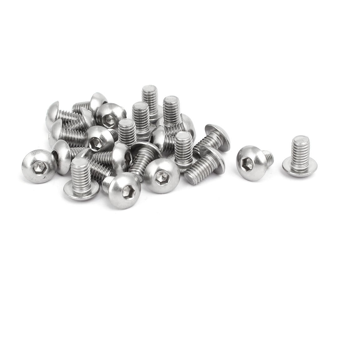 sourcingmap M5x8mm 304 Stainless Steel Button Head Hex Socket Cap Screws Bolts 25pcs