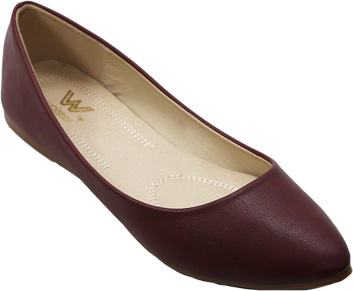 Walstar Women's Comfortable Point Toe Flat Pumps Shoes