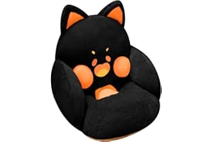 Ditucu Chair Cushion Comfy Kawaii Lazy Sofa Office Floor Seat Pads Cute Cat Pillow for Gaming Chairs Home Bedroom Decor Black 24 x 20 inch