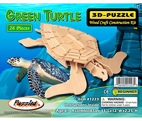 Puzzled Green Turtle Wooden 3D Puzzle Construction Kit