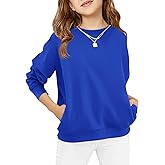 Haloumoning Girls Long Sleeve Sweatshirts Kids Casual Crewneck Loose Fit Pullover with Pockets 5-14 Years