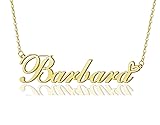 AOLO Barbara Heart Name Necklace 18k Gold Plated
