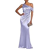 Women's One Shoulder Satin Bridesmaid Dresses Off Shoulder Mermaid Prom Dresses 2026 Ruched Evening Gowns Z007