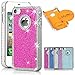 Pandamimi Deluxe Hot Pink Chrome Bling Crystal Rhinestone Hard Case Skin Cover for Apple iPhone 4 4S 4G With Front and Back Screen protector and Pink Stylus