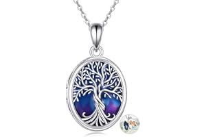 ONEFINITY Tree of Life Locket Necklace Sterling Silver Locket Necklace That Holds Pictures Tree of Life Locket Pendant for Women Wife Girlfriend