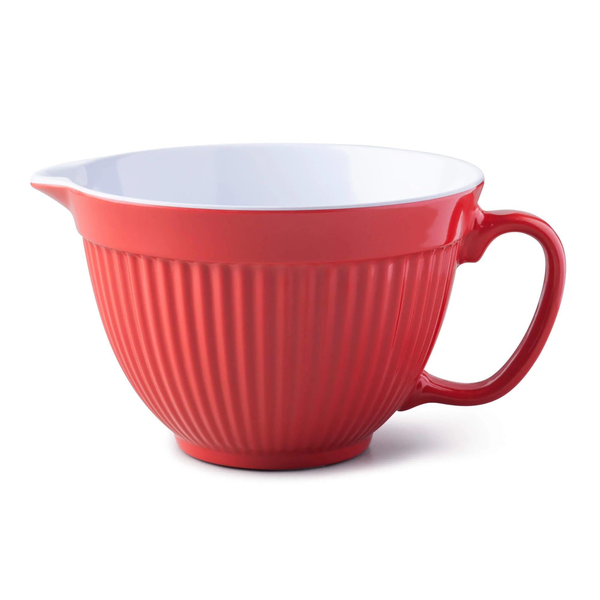 Zeal Mixing Bowl & Batter Jug, Kitchen Mixing Bowl for Baking & Cooking, Easy Pour Spout, Comfortable Handle & Non-Slip Base, Dishwasher Safe Melamine, Red