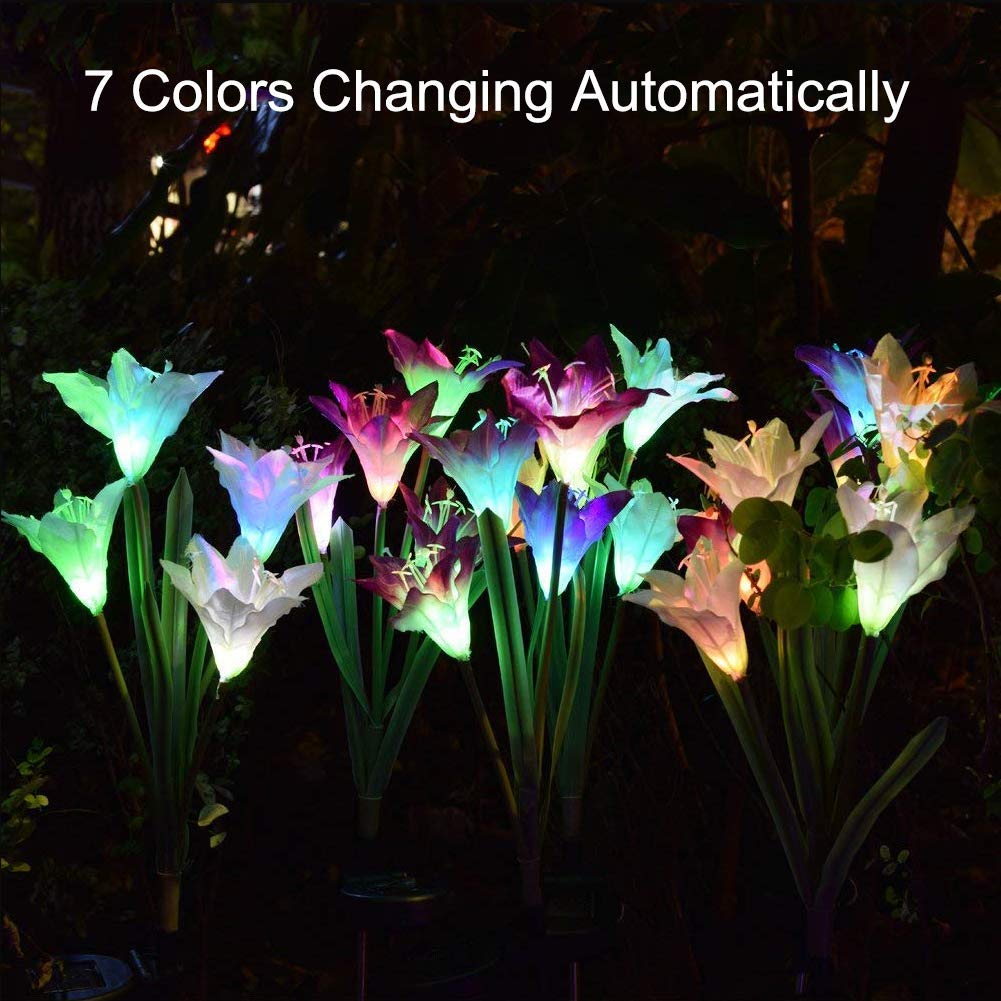 Lily Solar Light Outdoor Solar Garden Stake Lights 2 Pack Multi