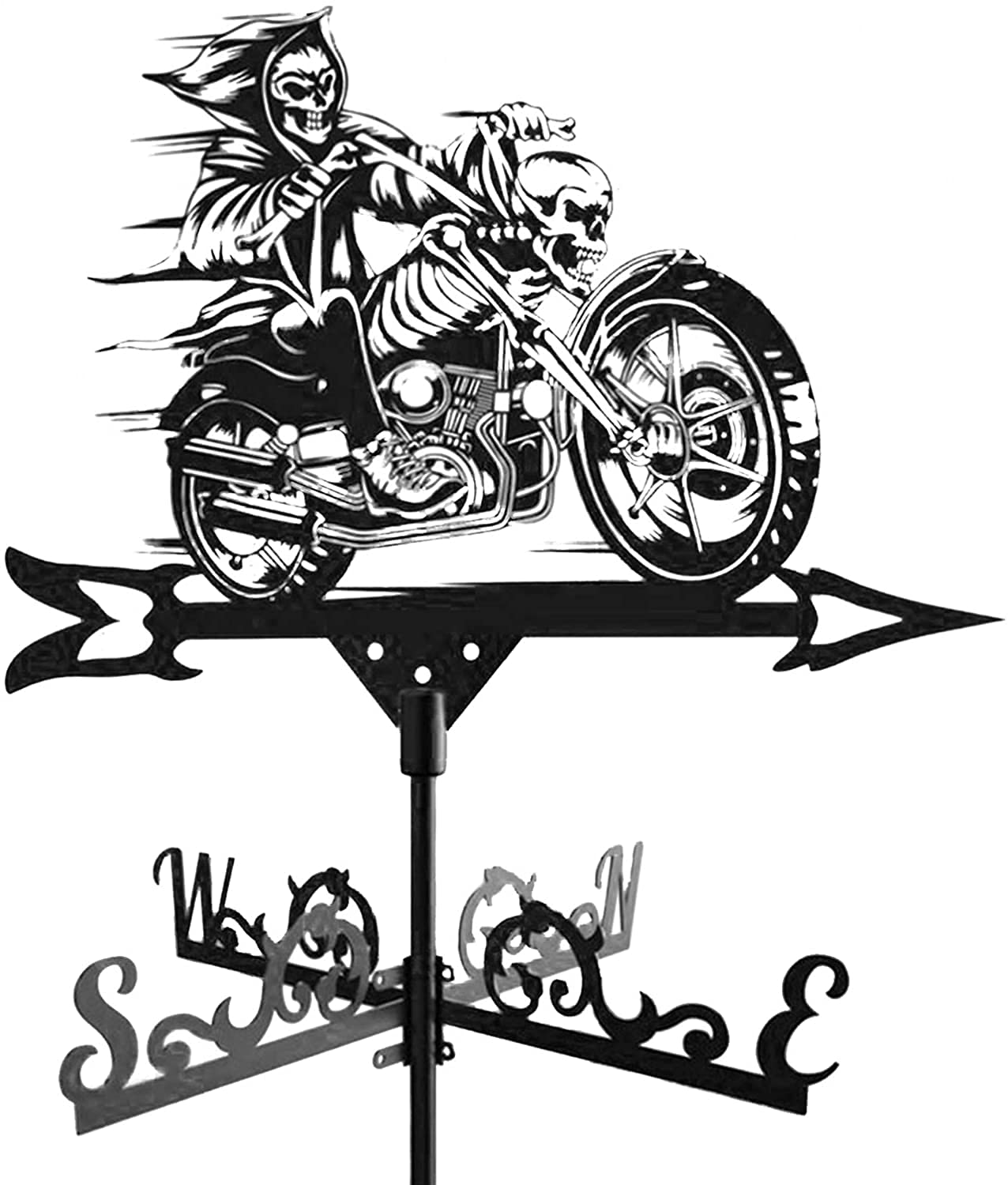 Alnicov Grim Reaper Metal Weathervane,Animal Weather Vane with Roof Mount Roof Garden Decorations for Outdoor Farm Yard Garden Gazebo