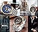Affute Luxury Men's Automatic Self-Wind Watches with Stainless Steel Band Black Face