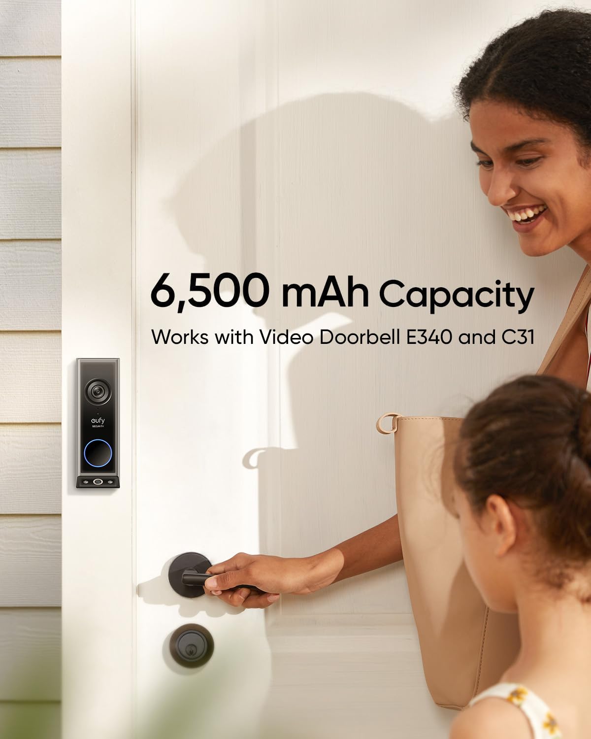 eufy Security Rechargeable Battery Pack with USB-C, Quick-Release Battery Pack, Long-Lasting Backup Power, 6,500 mAh Capacity, Easy to Install and Remove, Compatible with Video Doorbell E340/C31