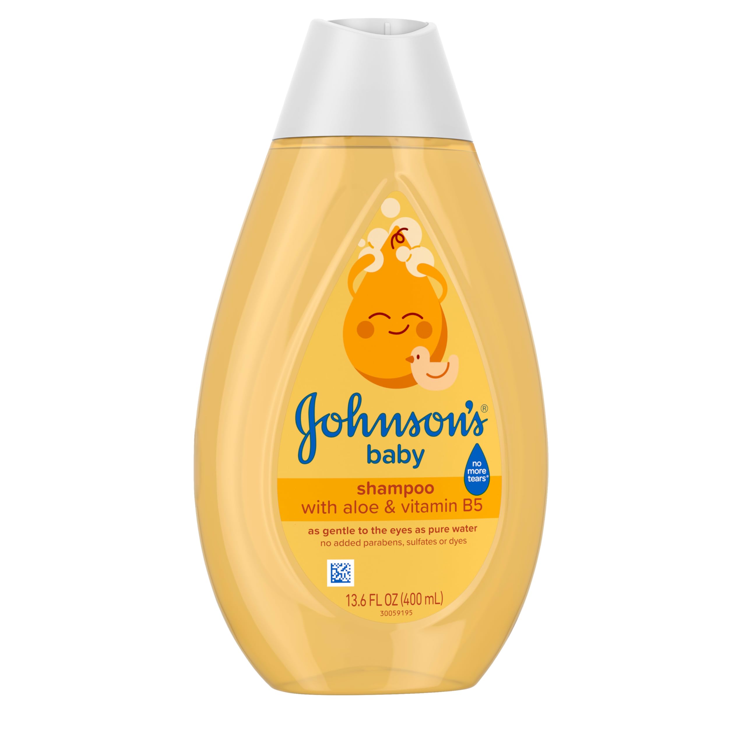 Johnson's Baby Shampoo with Aloe Vera & Vitamin B5, Tear Free, Newborn Essentials, No added Parabens & Sulfates, Hypoallergenic, 13.6 fl. oz