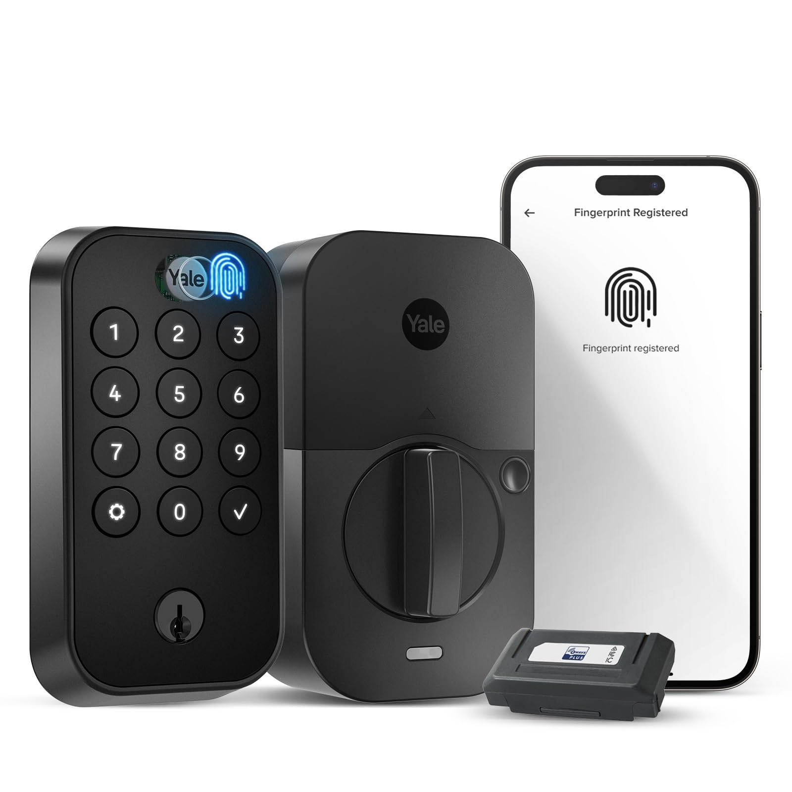 Photo 1 of Yale Assure Lock 2 Touch Deadbolt, Black Suede Smart Entry Door Lock with Z-Wave (ZW3) Connected Touch Keypad and Fingerprint Scanner with Back-up Key, YRD410-F-ZW3-BSP