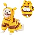 ANIAC Fleece Puppy Hoodies with D-Ring Cat Apparel Autumn Winter Coat for Small Dogs - Funny Bumblebee Bee Costume for Christmas, Halloween (Yellow, Small)