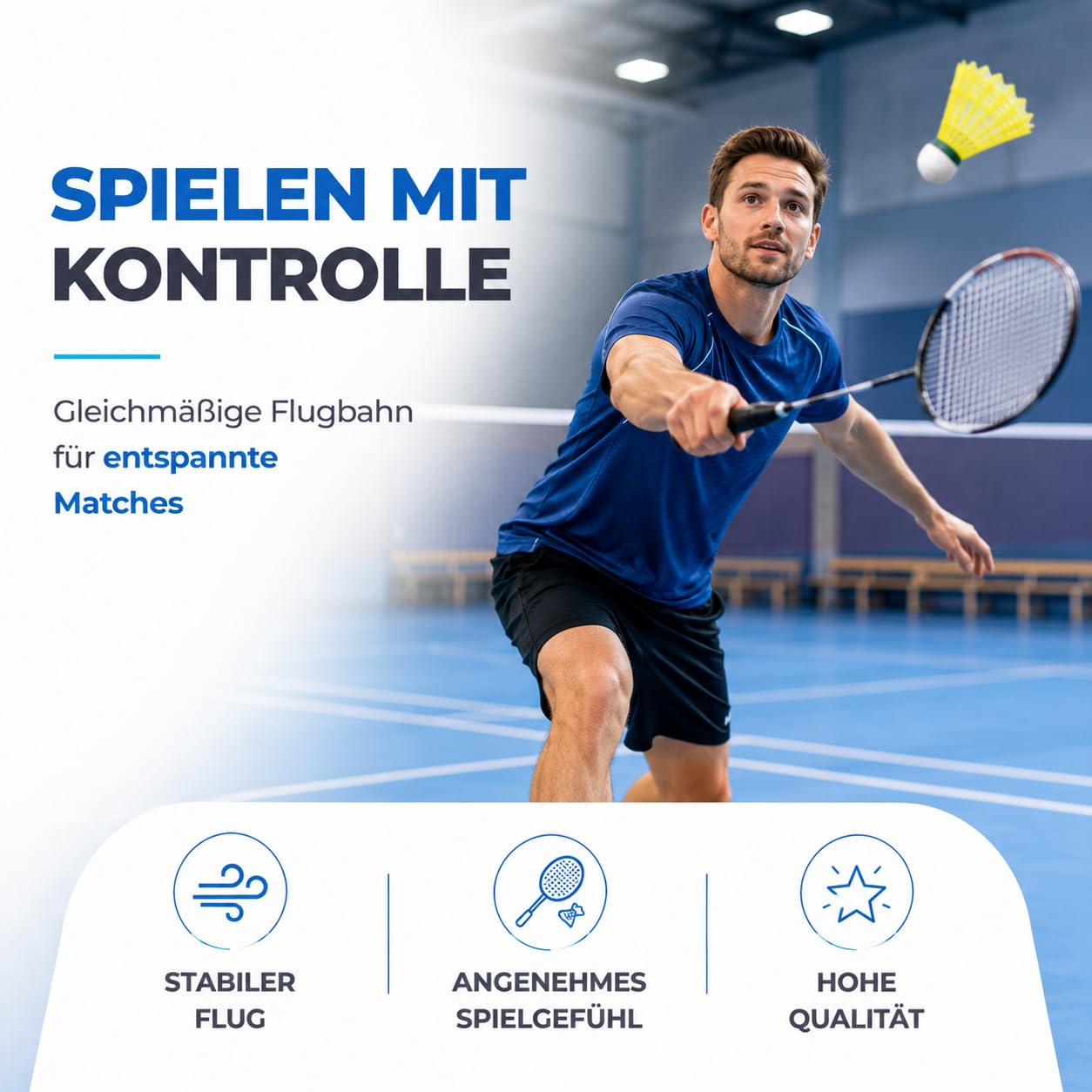 6x Badminton Federbälle - Training und Wettkampf - Badmintonbälle für den Einsatz im Freien und in der Halle 2