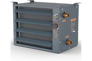 ALECOIL 50,000 BTU Hydronic Hot Water Hanging Unit Heater with Water Temperature Control Switch HHA50 Water to Air Heat Exchanger with Fan for Outdoor Wood Furnaces, Garage and Warehouse Heating