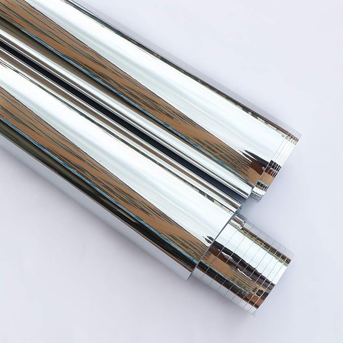 Amazon.com: Livelynine Peel and Stick Wallpaper Silver Mirror Contact