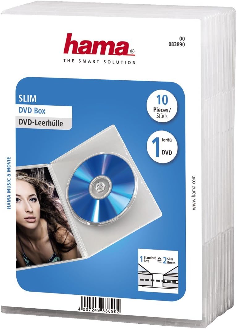Hama - DVD Jewel Case, Slim 10, Transparent, Transparente: Amazon.es: Electrónica