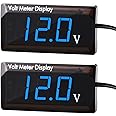 2 Pieces DC 4 to 28V Car Digital Voltmeter 12V Voltage Meter Car Audio Gauge LED Display 12V Waterproof Voltage Gauge Meter for Motorcycle(Blue Light)