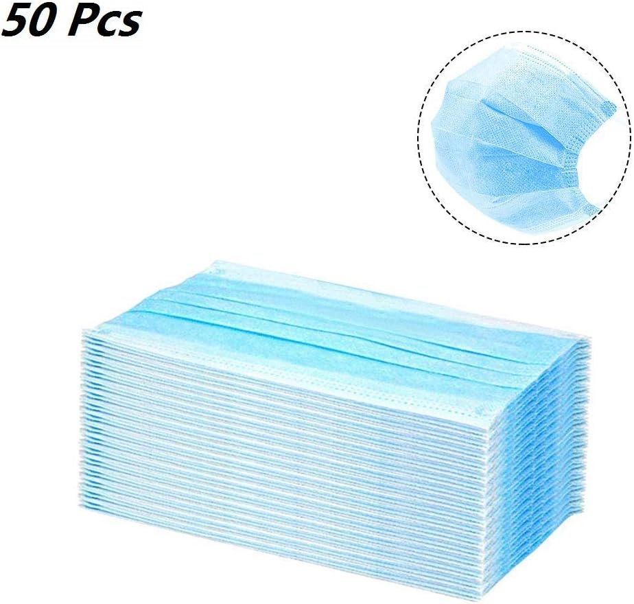 50 Pcs Medical Earloop Disposable Face Mask Medical Surgical Mask Dust Breathable Earloop Antiviral Face Mask, Comfortable Mask Thick 3-Layer Masks