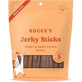 Bocce's Bakery Turkey & Sweet Potato Flavor Jerky Stick Dog Treats, 4 oz | High-Protein, Wheat-Free, Limited-Ingredient Treat