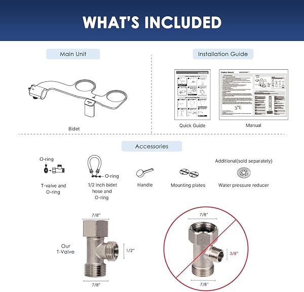 INUS DUAL NOZZLE BIDET ATTACHMENT FOR EXISTING TOILETS SEAT,SLIM NON-ELECTRIC BIDET TOILET SEAT ATTACHMENT WITH EASY-TO-HOLD DESIGN CONTROL-STAINLESS STEEL COLOR