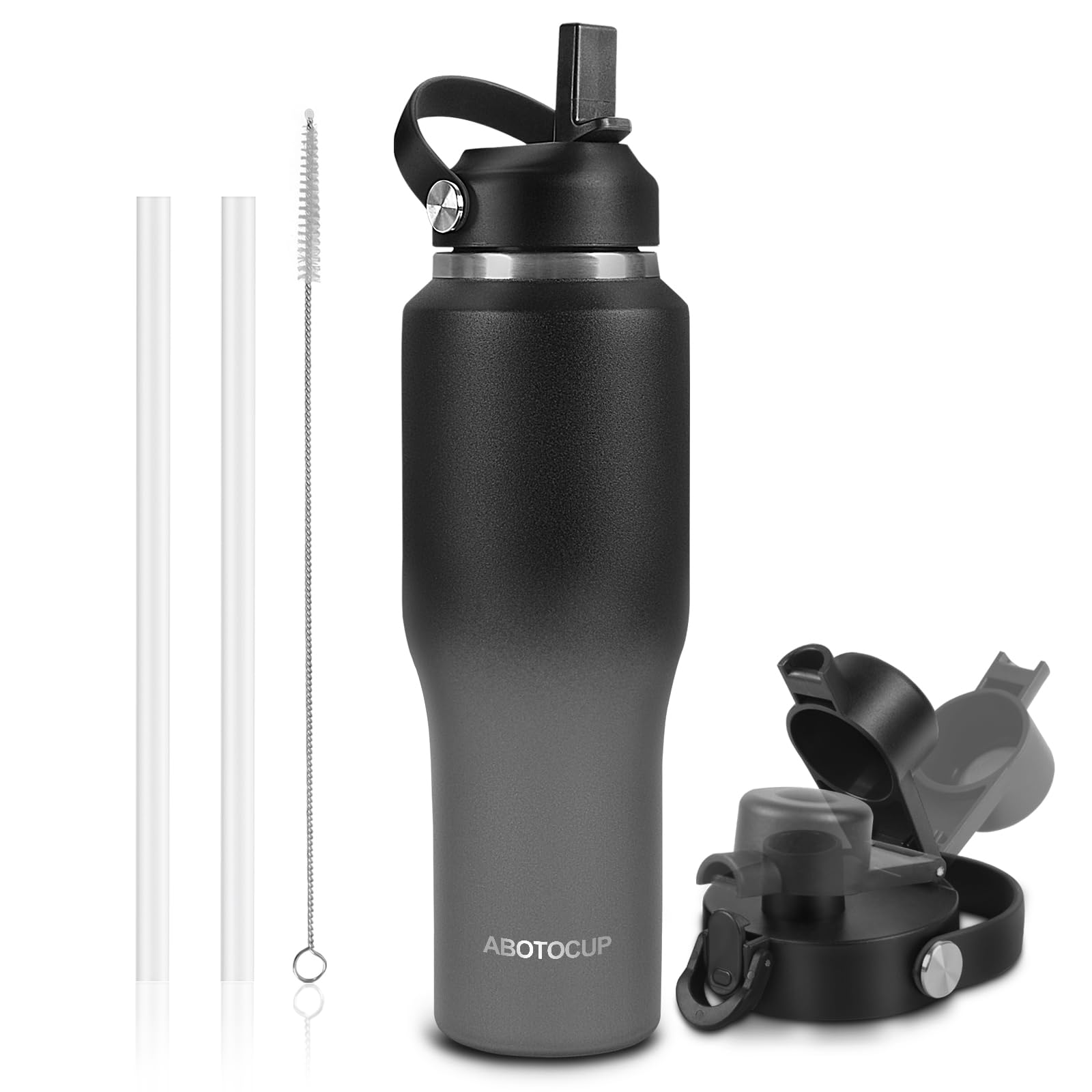 Photo 1 of ABOTOCUP 32oz Water Bottle Insulated with Powder Coated, Fit in Any Car Cup Holder, Water Bottles with Straw and Spout Lids, Stainless Steel Insulated Double Wall Leak-proof BPA Free to Keep Cold&Hot